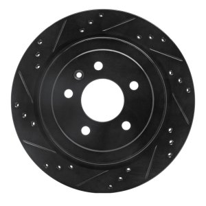 Cadillac ATS Brake Rotor (1) - Rear Left - R1 Concepts - Drilled & Slotted - Black - `13-`19